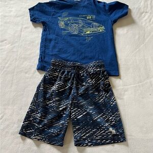 Place Navy and Light Gray Sporto Patterned Athletic Shorts & Tee